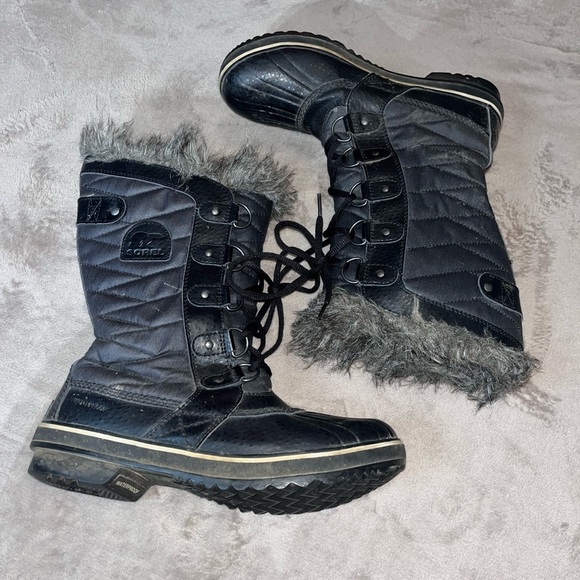 Sorel Tofino II winter boots waterproof black faux fur fleece lining size 9 - Picture 5 of 8